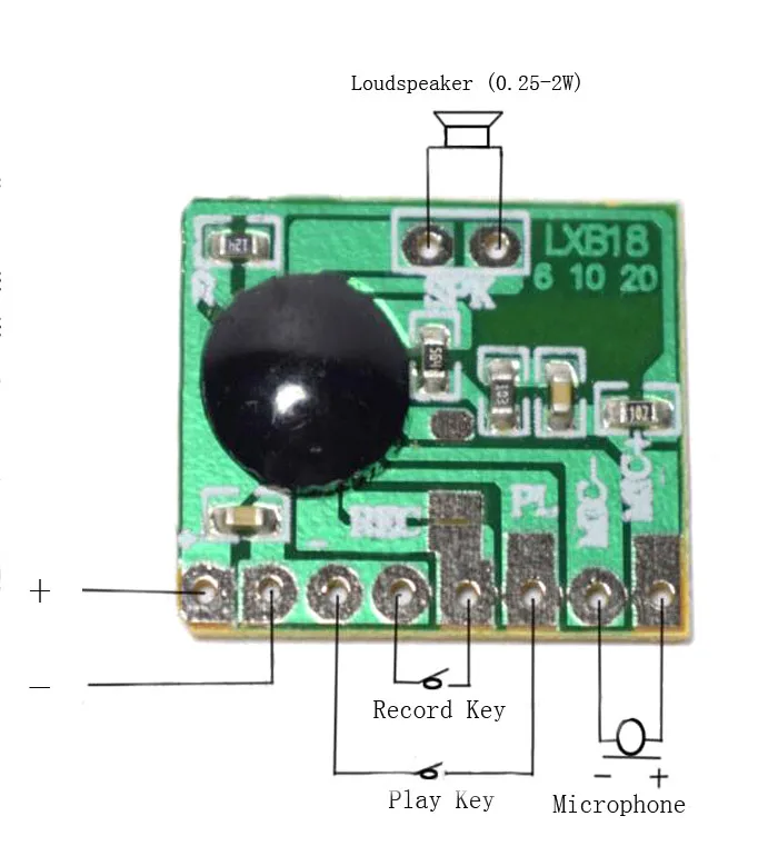 ISD1806 6S Звук Записываемый чип IC голосовой музыки говорящий рекордер модуль 8ohm динамик электронный подарок открытка 3-4,5 в