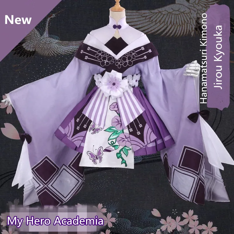 

Anime! My Hero Academia Jirou Kyouka Hanamatsuri Kimono Dress Uniform Cosplay Costume For Women 2018 New Free Shipping
