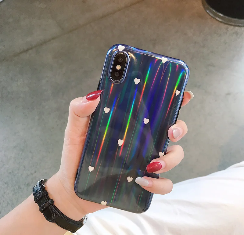 

For Korean style small love apple X/6sp mobile phone shell iphone8/7plus aurora colorful laser 8p all-inclusive soft cover