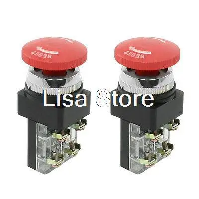 Red Sign Emergency Stop Switch 40mm Mushroom Push Button Twist Release SPDT |