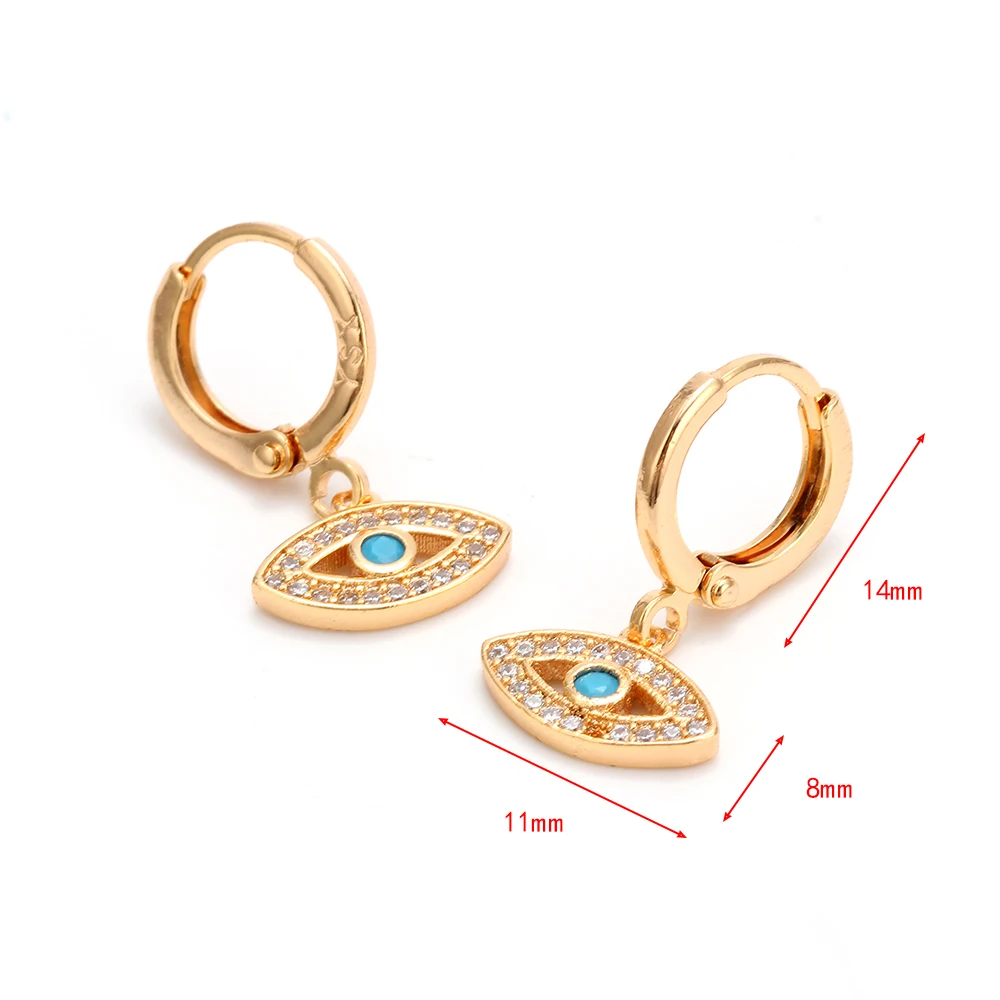 Lucky Eye Micro Pave висячие серьги золотой круг Турецкий Дурной глаз очаровательные Подвесные серьги Модные ювелирные изделия для женщин дамы EY6341