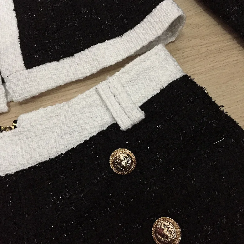 Черный и белый женский двубортный пиджак блейзеры и шорты Комплект из двух предметов