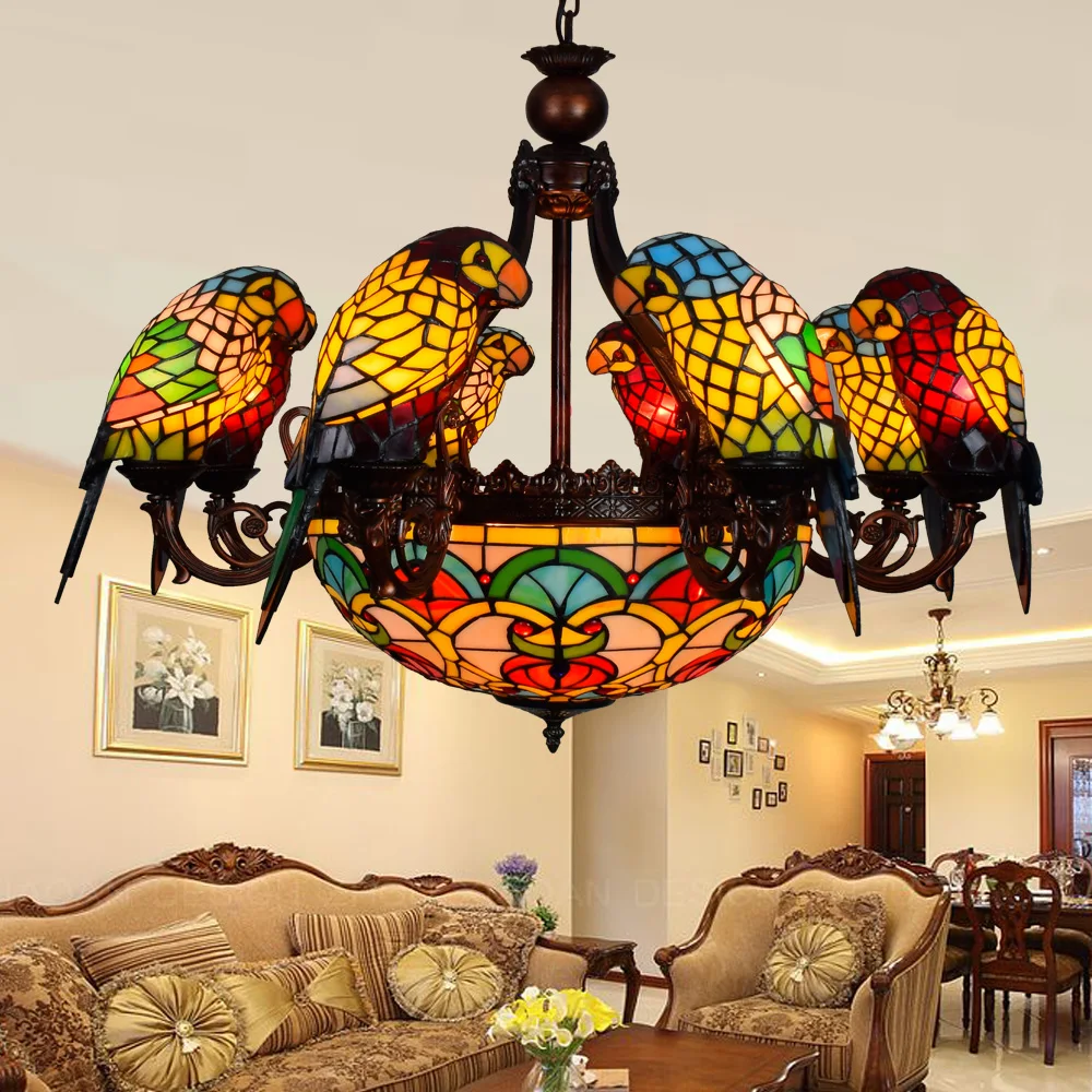 American Past Tiffany Style Retro Luxury Parrot Bird Pendant American Past Tiffany Style Retro Luxury Parrot Bird Pendant Light Stained Gl Bar Living Room Parlor Hanging Lighting In Lights From