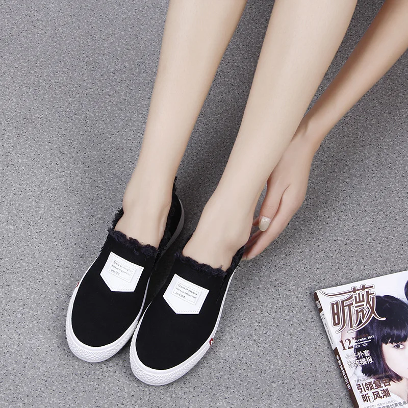 

Autumn casual Korean version of solid color flat with denim canvas women's shoes