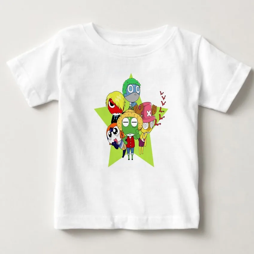 Летняя детская футболка с героями мультфильмов «Keroro» рубашка с короткими рукавами для маленьких мальчиков и девочек детская летняя одежда из чистого хлопка, MJ - Цвет: White childreT-shirt