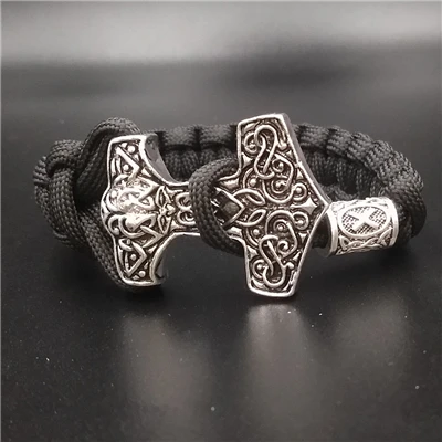 Odin Face Vikingos Тор молот Мьёльнир Triskele троица Викинг ювелирный браслет с узлом Valknut Vegvisir руны славяне Викинги - Окраска металла: 16