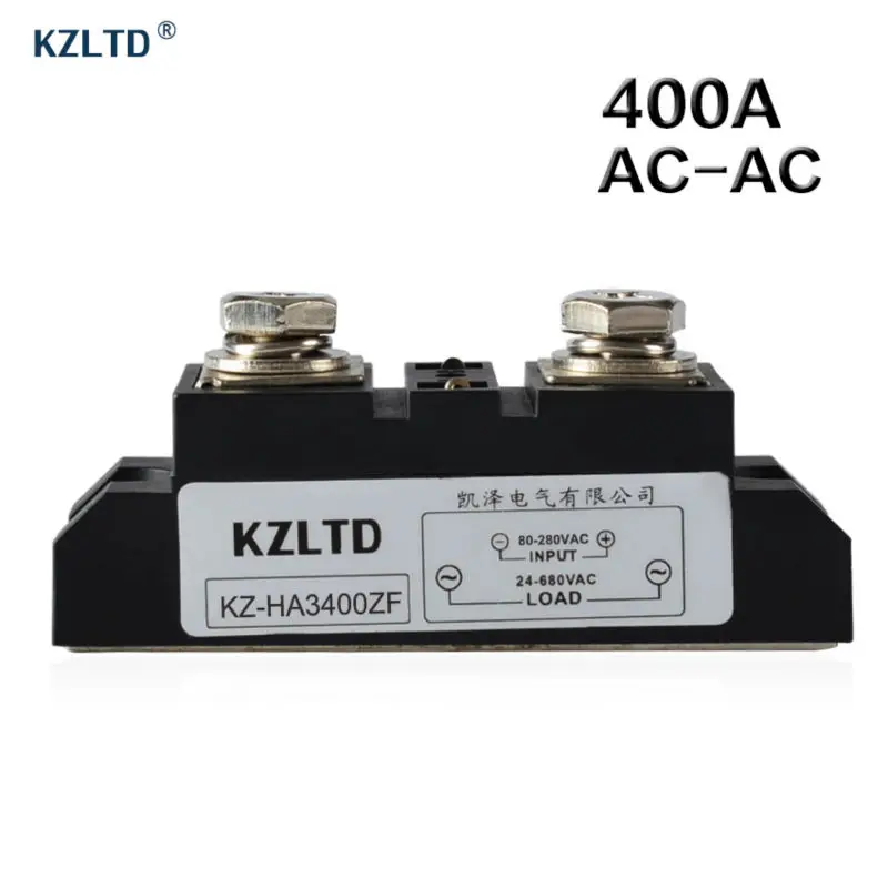 

KZLTD AC-AC Solid State Relay 400A Input 80-280V AC to 24-680V AC Output SSR Solid State Relays SSR Relais SSR-400A