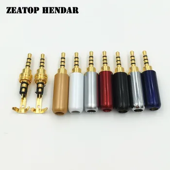 

50Pcs Copper 4 Pole Conductor 2.5mm Solder Connection Audio Plug for Headphone Earphone DIY Jack Adapter Connector