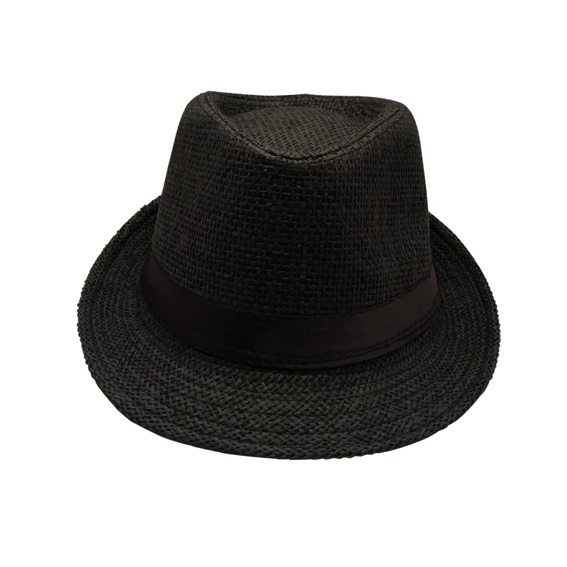 Соломенные мужские ковбойские шляпы кепка для мужчин и женщин ведро шляпы с полями fedoras - Цвет: black