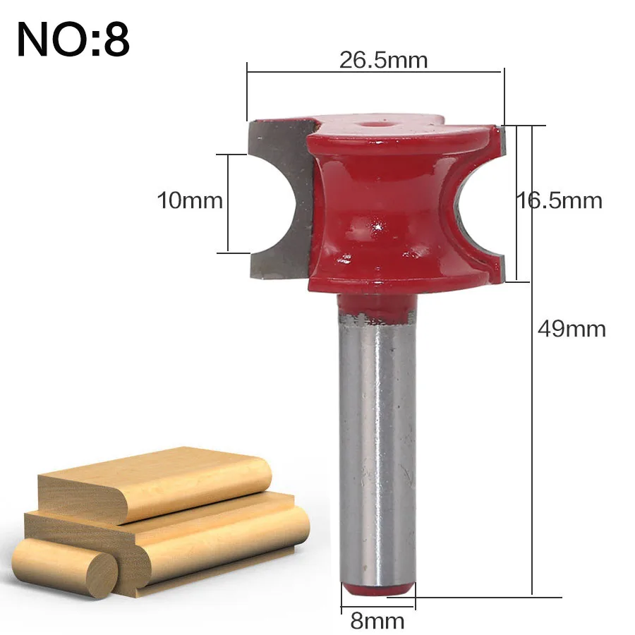 1 шт. Bullnose маршрутизатор Набор бит C3 твердосплавным наконечником 8 мм "хвостовик деревообрабатывающий резак - Длина режущей кромки: NO8