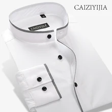 Caiziyijia Новинка весны дизайнер мандарин мужская одежда рубашка из хлопка с длинными рукавами Camisa masculina брендовая одежда плюс Размеры