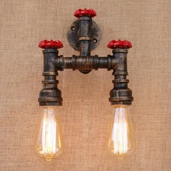 

American retro aisle lights staircase wall lamp balcony wall hanging bar wrought iron double head water wall lights ZA95