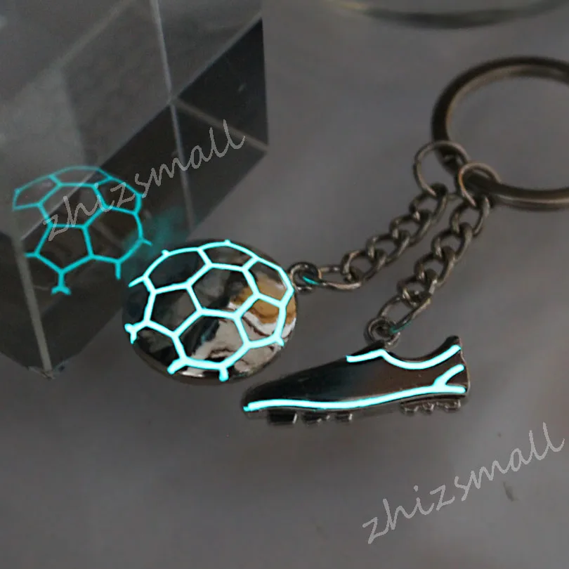 

Glowing Football sneakers keychain Football fan keychain football key ring GLOW in the DARK Luminous keychain Pendants