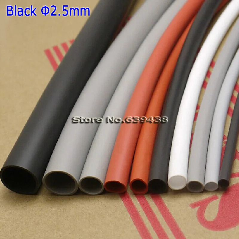 Black 2.5mm silicone heat shrinkable tube soft silicone rubber insulation sleeves corrosion