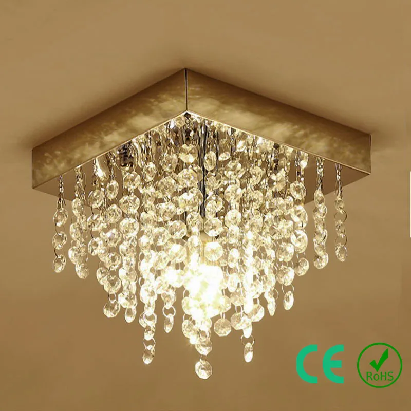 

Chandelier light FreeLED E14 k9Crystal Metal base Small Square Lamp Entryway Foyer Aisle Hotel Rosh CE Custom Designed