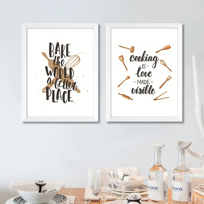 

Cartoon Abstract Kitchenware Art Canvas Painting Prints Posters Wall Pictures For Dining Hall Kitchen Home Decor No Frame LB0081