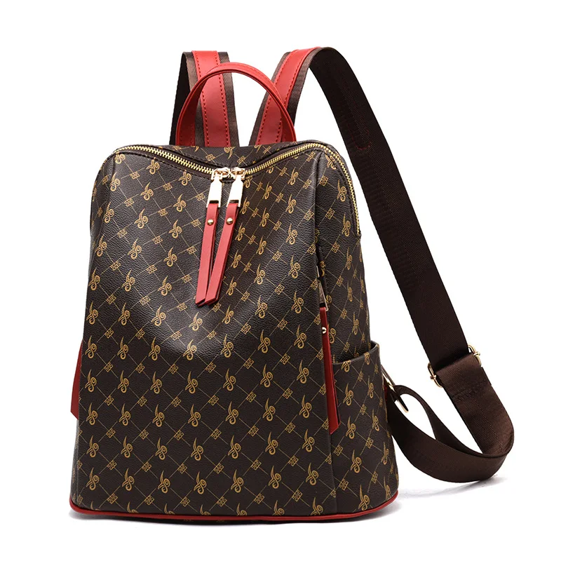 

Fashion Women Backpack PU Leather Retro Female Schoolbags Teenage Girl Travel Books Rucksack Shoulder Letter Printing Bags