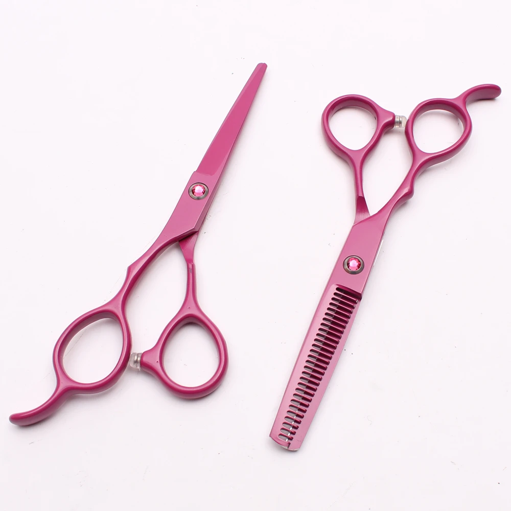 Left Hand 5.5" 16cm Customized Logo JP Stainless Pink Hairdressing