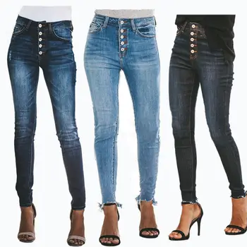

QMGOOD New Boutique Fashion Womens Denim Pencil Pants Top Brand Stretch Skinny Jeans Woman Sexy Pants Female High Waist Jeans