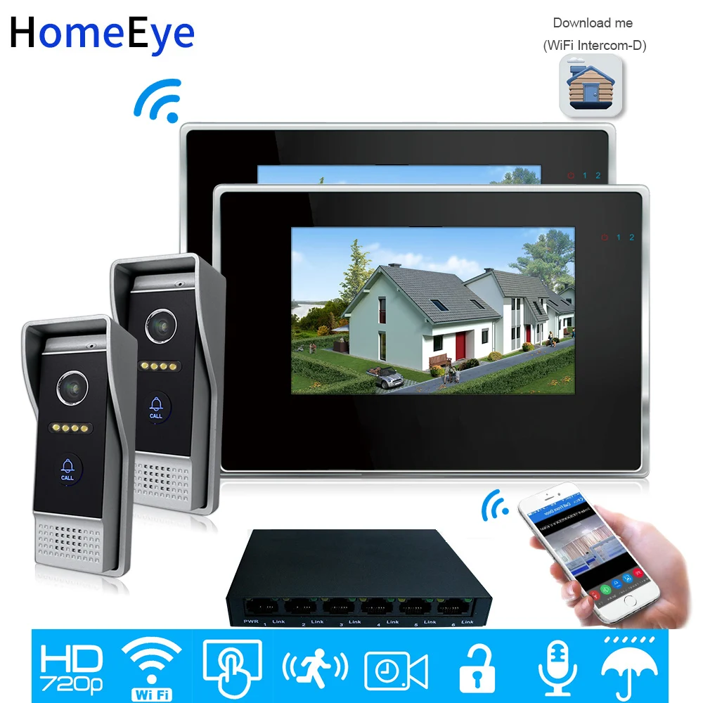 720P WiFi IP видео домофон видеодомофон 2 домашняя система контроля доступа Android IOS