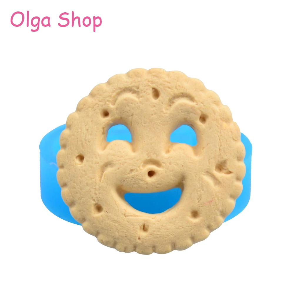 

QYL147 1Pc 38mm Chocolate Smiling Cookie Silicone Mold Fondant Clay Push Mold Mini Resin Mold (Clay Fimo Resin Wax Epoxy Paste)