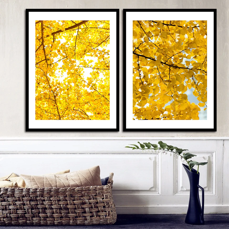 

Simple Nordic Watercolor Canvas Painting Modern Yellow tree Scenery Prints HD Modular Picture Poster Wall Art Bedroom Home Decor