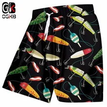OGKB Лето Для Мужчин's Рубашки домашние мультфильм печати Рыба полюс 3d пляжные шорты человек хип-хоп Уличная Быстросохнущий короткие брюки 5XL