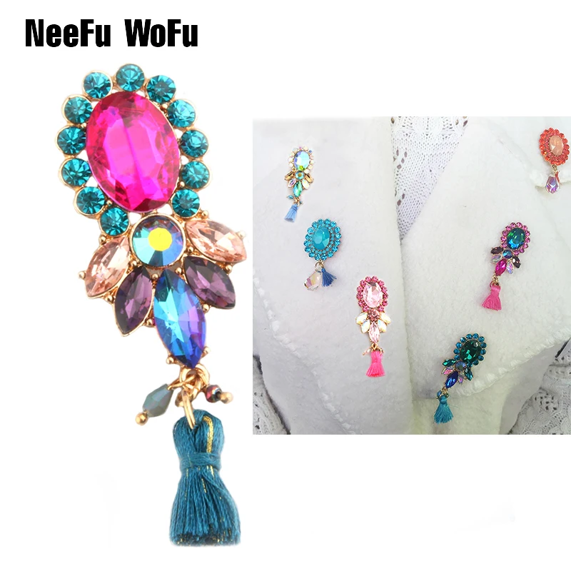 

NeeFu WoFu Brooches Pin Collar Brooch Tassel Dress Rhinestone Decoration Pineapple Buckle Pin Jewelry Brooches For Women 2018