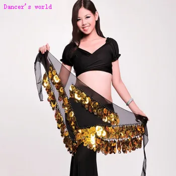 

Wholesale belly dance clothes chiffon big sequins belly dance hip scarf for women belly dance chain girls belly dance belt