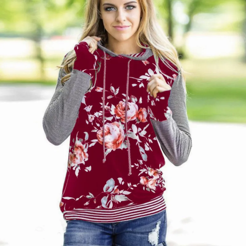 Mr.nut women's printed floral hoodie women's loose hooded collar 2019 spring new listing comfortable hoodie Mr.nut women's printed floral hoodie women's loose hooded collar 2019 spring new listing comfortable hoodie