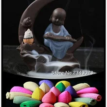 20 шт. пирамидки благовоний+ горелка креативный Прекрасный Луна маленький Монах Будда и йога девушка курильница с обратным потоком ладан горелка для домашнего декора