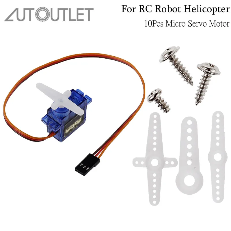 AUTOUTLET 100%New 10pcs SG90 9G micro servo motor RC Robot Helicopter Airplane control For Robot 6CH RC Helicopter Airplane 