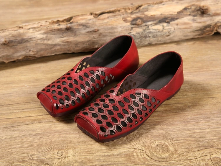 Г. Летняя женская обувь ручной работы на плоской подошве Удобные сандалии на плоской подошве с квадратным носком из воловьей кожи Baotou