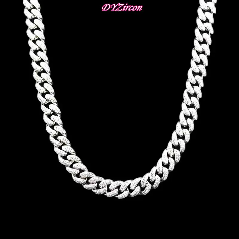 

DYN004 Gold&Silver Color 10MM Cuban Chain Hip Hop Jewellery White Cubic Zirconia Stone Luxury Men's Women's Necklaces Pendants