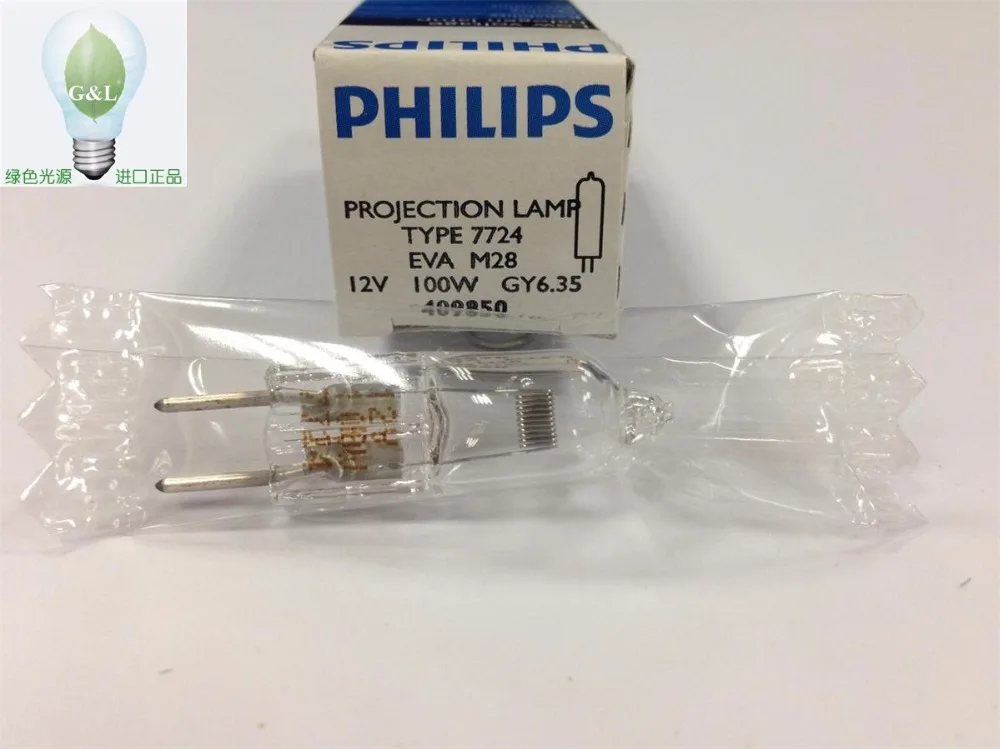 PHILIPS 7724 EVA 12V100W GY6.35 PROJECTION LAMP ,PH 12V 100W microscope