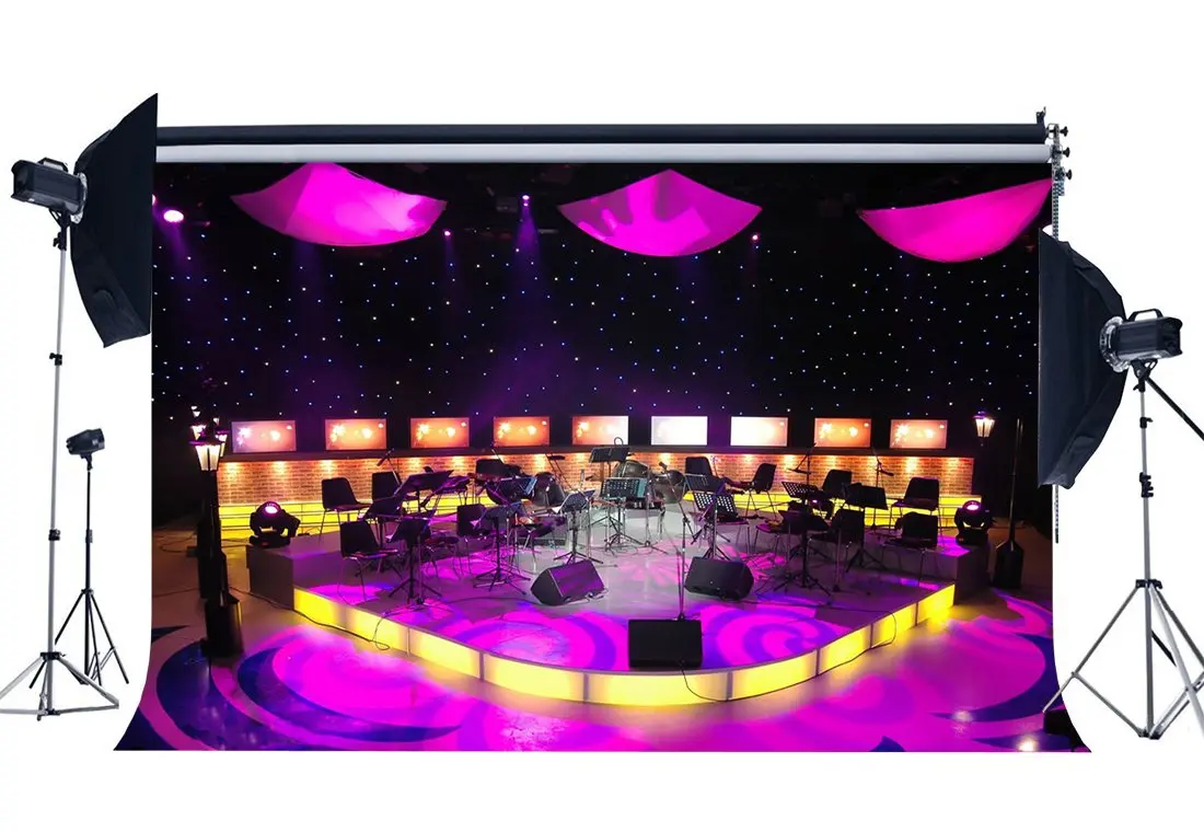 

Band Concert Backdrops Luxurious Stage Show Backdrop Bokeh Shining Stage Lights Lantern Interior Photography Background