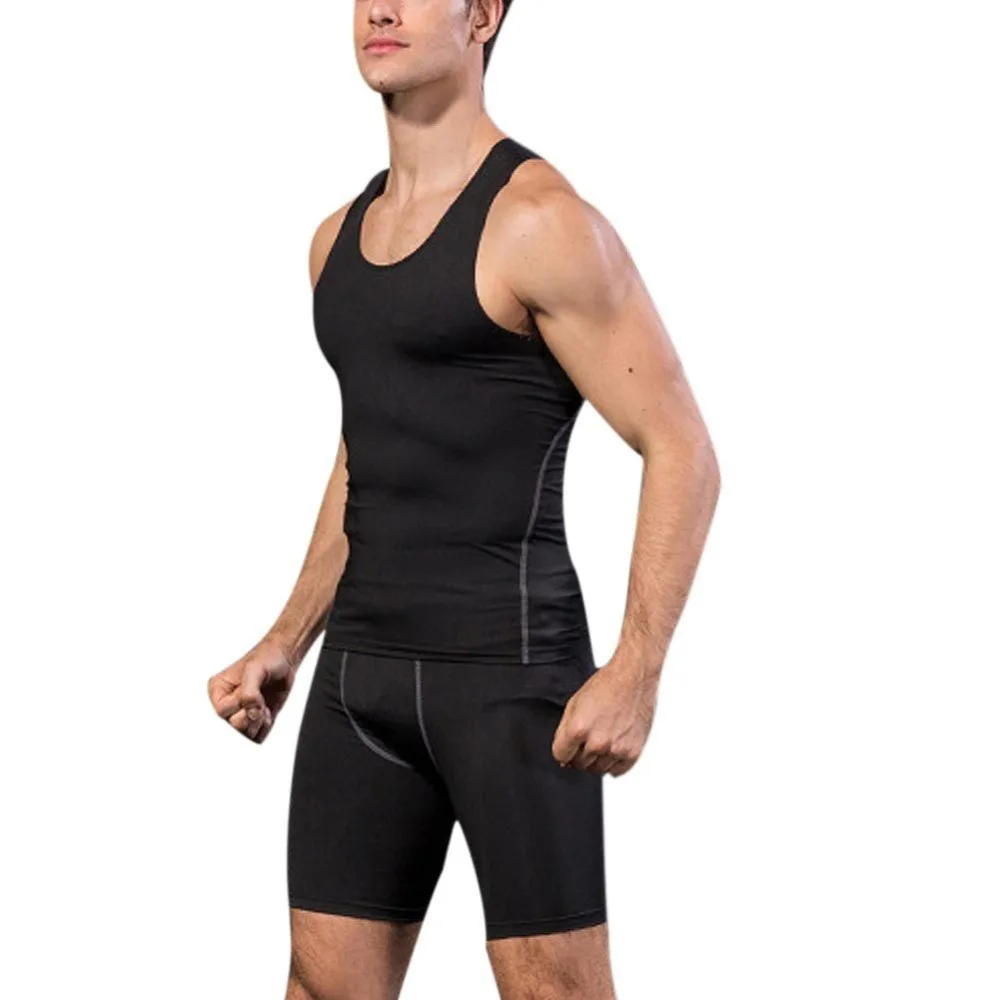 Summer New Quick Dry Men's Compression Tights Tank Top Men Fitness