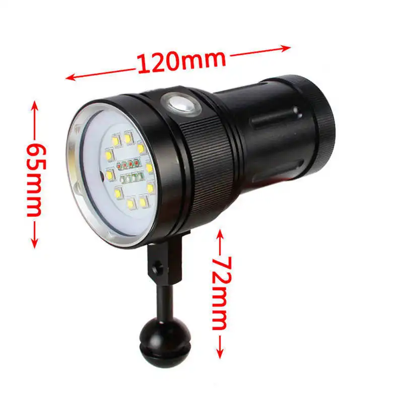 10x XM-L2+4x R+4x B 12000LM LED Photography Video Scuba Diving Flashlight Torch powerful led flashlight waterproof #4S6 (3)