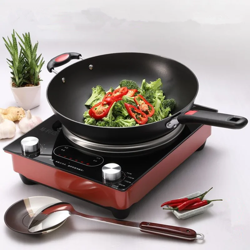 

34cm Non-stick Layer Pan Deep Wok Frying Pan High Quality Flat Bottom Cookware Use for Gas and Induction Cooker