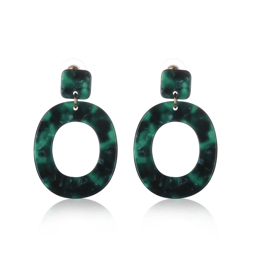 

2018 New Fashion Acid Acrylic Resin Earrings Dangle Geometric Oval Earrings for Women Long Pendant Earrings Fashion Jewelry Gift