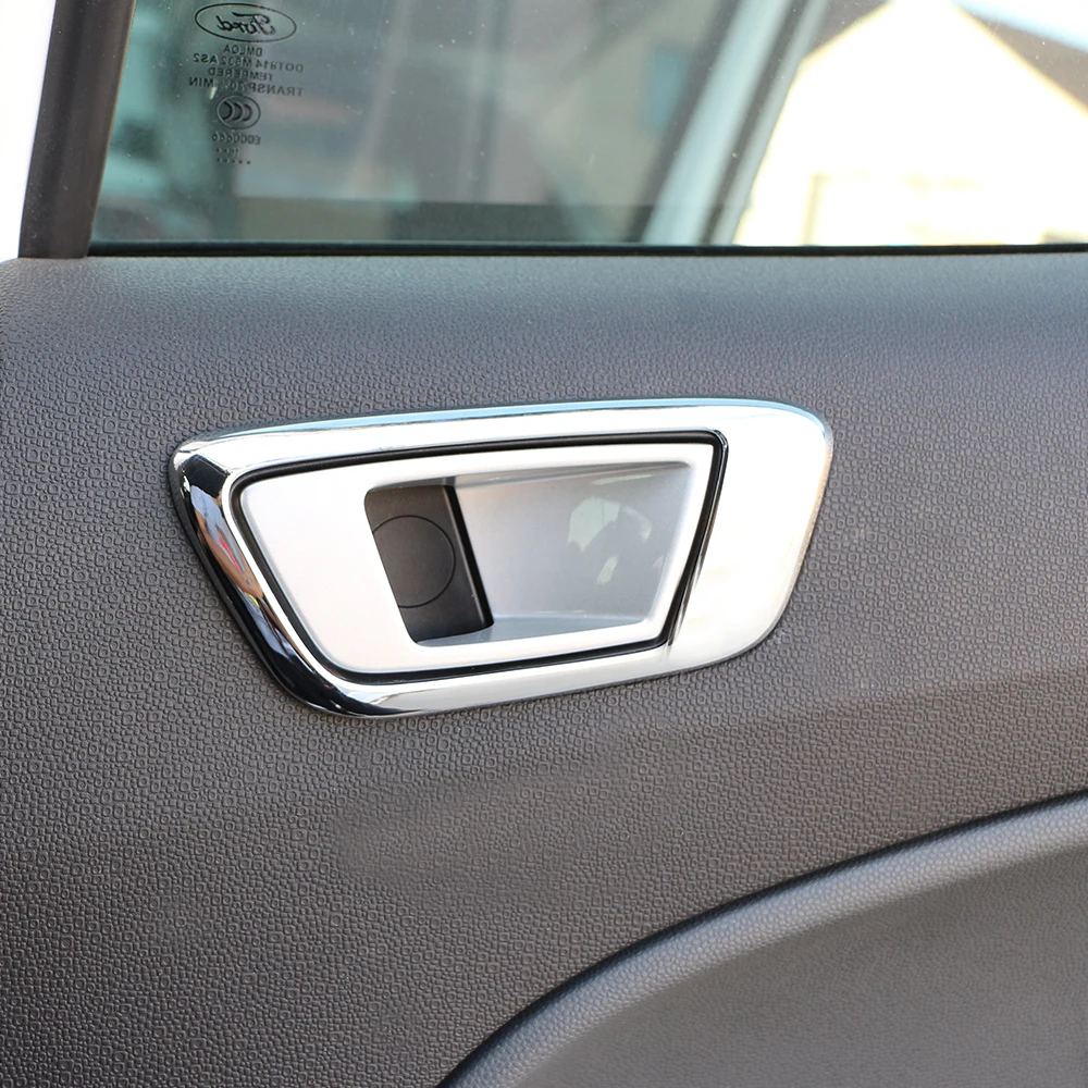 Авто ABS Хромированная внутренняя отделка двери ручной застежки украшения кольцо наклейка для Ford Ecosport Fiesta 2009- аксессуары
