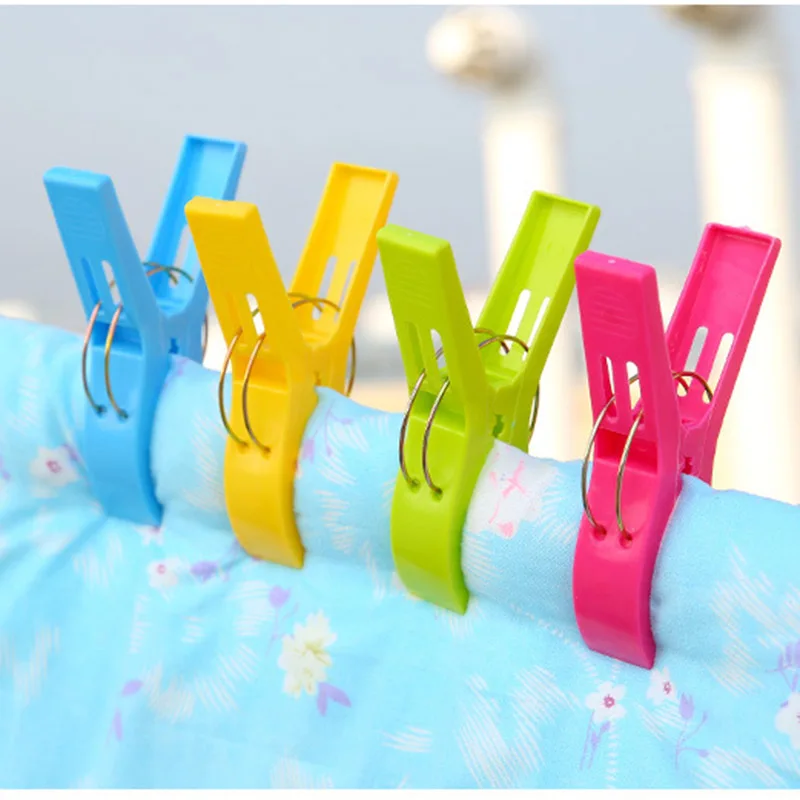 SOLEDI 4Pcs/Bag Large Bright Plastic Beach Towel Clothes Pegs Clips Travel Accessories-in 