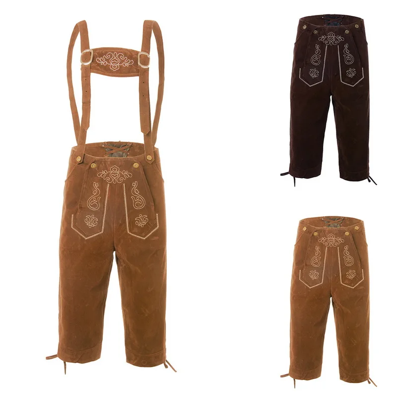 

Men's Casual Overalls Pants Fashion Print Multi-pocket Pantalones Hombre Calf Length Pants Streetwear Oktoberfest Trousers Men