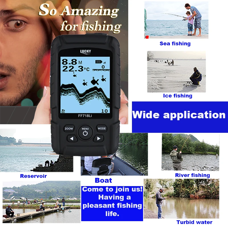Счастливая FF718Li Рыболокаторы сонар датчиков 2-в-1 проводной и Беспроводной 328ft/100 м глубина эхолот Сенсор Портативный Водонепроницаемый# B8