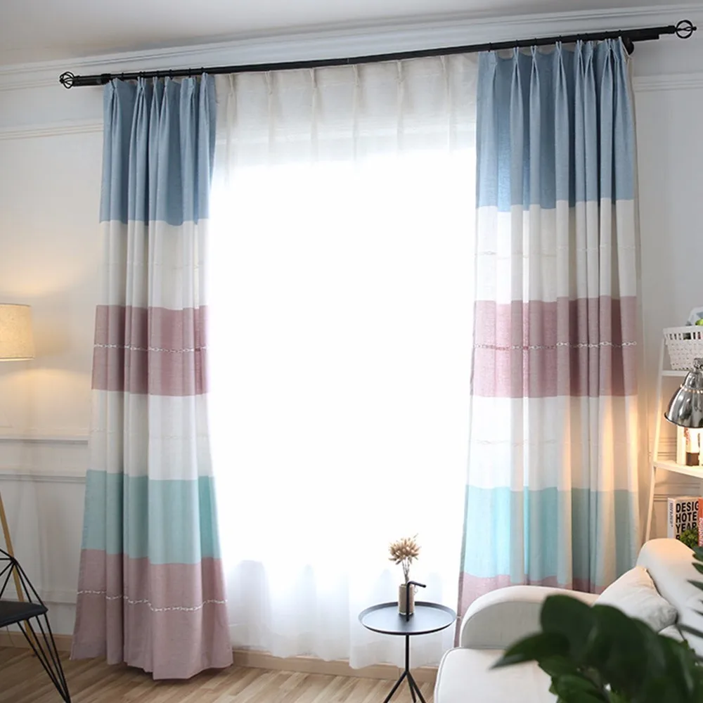 3 цвета, европейский стиль, занавески в полоску для гостиной/постельных принадлежностей, синие/фиолетовые/коричневые затемненные занавески