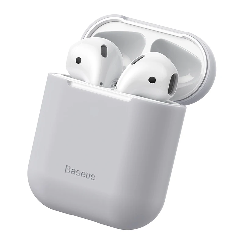 Чехол для наушников Baseus AirPods силиконовый чехол для AirPods 2 1 чехол Беспроводная bluetooth-гарнитура для Airpods - Цвет: Серый