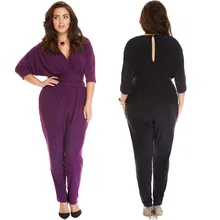 2016 Real Enteritos Mujer Bodycon Jumpsuit Elegant Jumpsuit Are The New Code V Deep Color Bat Sleeve All-match Leisure Pants
