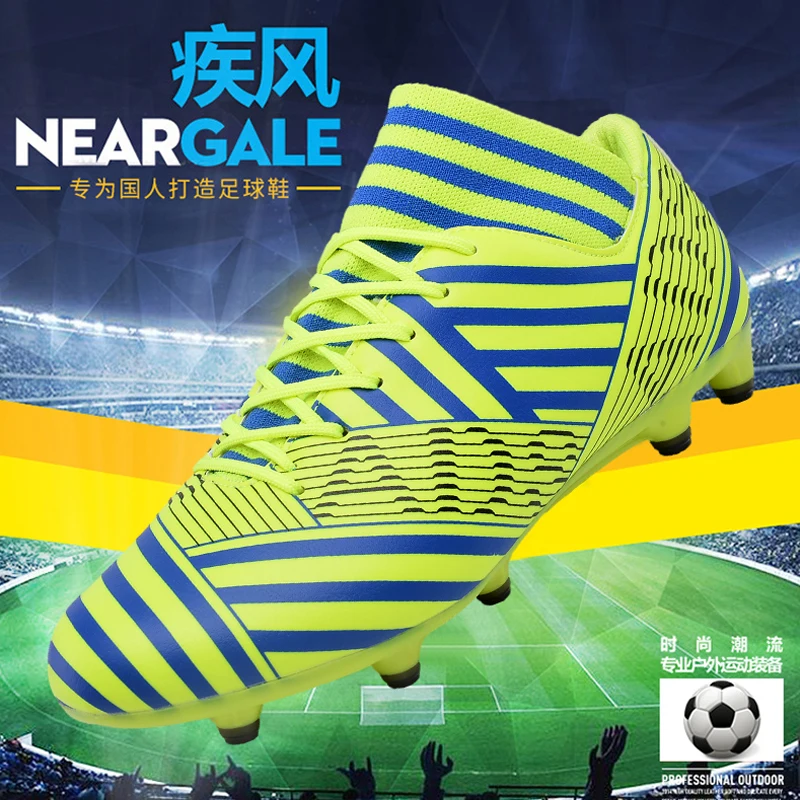 

Men's Football Shoes Black Green AG Outdoor Non-slip Long Soccer Shoes Sneakers High Quality Futsal Chutira Futebol Comfortable