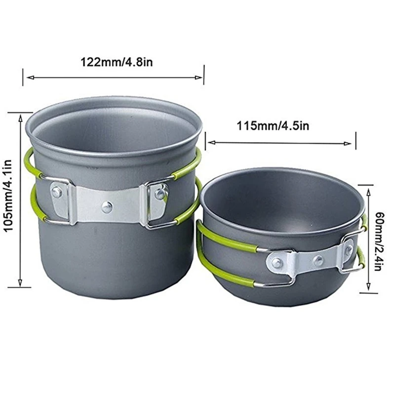 Antiadherente Camping Pans Portable juego de utensilios mochilero olla tazón de aluminio al aire libre vajilla cocina herramientas utensilios de Picnic