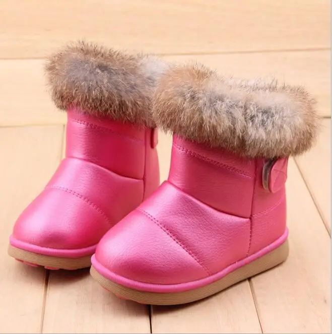 

Winter Fashion child girls snow boots shoes warm plush soft bottom baby girls boots kids leather winter snow boot for baby